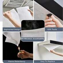 12pcs/48pcs/10m, 5m Kitchen Reusable Stove Vent Filter, Oil Absorbing Paper, Disposable Oil Absorbing Pad For Cooking Fume Extractor - White - View 11