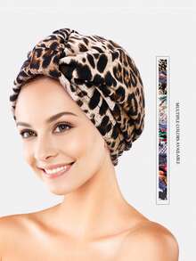 1pc Women's Cashew Flower Print Double-Layer Headscarf Hat, Turban Hat, Suitable For Daily Use Sleep Bonnet - Multicolor - View 10