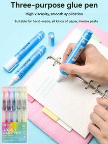 Pulpen Lem Kartu Ucapan Liburan, Lem Cair Cepat Kering Sensitif Tekanan, Alat Tulis Portabel Multifungsi untuk Scrapbooking dan Pembuatan Kartu DIY - MultiWarna - View 2