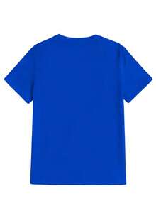 Top de manga corta sencillo, informal y bonito con estampado para niños, ideal para el verano. - Azul - Ver 2