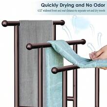 40" Tall Standing Towel Racks For Bathroom 3 Tier Towel Rack Stand With Storage Basket Blanket Ladder Drying And Display Rack For Oversized Bath Towel Next To Tub Or Shower - Đồng - Xem 5