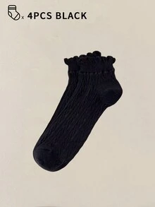 100只/80只/40只/30只装 女士隐形短袜，低帮袜，白色短袜，黑色短袜，女士袜，可爱袜，女童袜，踝袜，防滑设计，透气吸湿，柔软舒适，适合日常穿着 - 彩色 - 查看 29