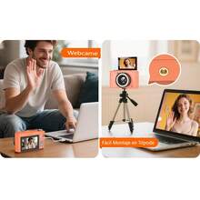 4K Digital Camera With Ring Light, 180° Rotating Screen For Vlogs, Compact Camera For Beginners With SD Card, Christmas Gift - 查看 9