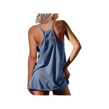 Womens Tennis Dress Workout Mini Dress With Shorts Sleeveless Spaghetti Straps Golf Athletic Dresses Mini Romper Dress Casual Workout Outfits Dresses For Women - 水藍色 - 查看 3