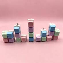 1 pieza Llavero con botón de cubo de macarrón, juguete antiestrés, regalo creativo - Multicolor - Ver 7