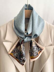 1pc Women's Printed Versatile Polyester Scarf, Fashion Neckerchief - Multicolor - View 2