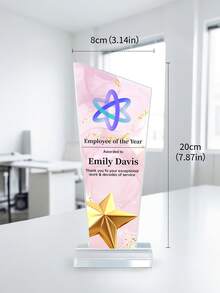 1pc Personalized Acrylic Trophy, Customizable Logo And Text, Star/Goat Head Design, Customizable Color Options Suitable For Corporate And Event Awards, Elegant Gradient Crystal Trophy, Perfect For Office Awards And Anniversary Gifts - Multicolor - View 10