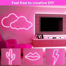 1 st 1,5 m/59 tum rosa neon LED-ljuslist, 5V 2835-lampor, USB-driven flexibel neonbelysning och hållbar lågspänningstejp, lämplig för tak, bar, arbetsbänk och utomhusdekoration - Vitt - Visa 10