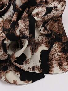 1pc Women Faux Pearl Chiffon Tie Dye Print Women Hijab, Printed Scarf, Hijab Scarf For Dress - Black and White - View 6