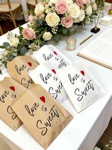 100/60/50/30 chiếc túi giấy Kraft màu nâu, in hình trái tim màu đỏ và dòng chữ "Love Is Sweet", túi quà tặng lãng mạn phù hợp cho Ngày Valentine, kỷ niệm, lễ cưới, tiệc cô dâu, gói quà lãng mạn và các sự kiện ngày lễ. - Nhiều màu - Xem 7