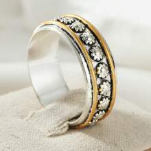 Handmade 3D Floral Outline Ring, Inlaid With Lustrous Pearl Center, Exquisite Vintage-Style High-End Jewelry, Suitable For Festivals And Elegant Daily Wear - Silver - View 2