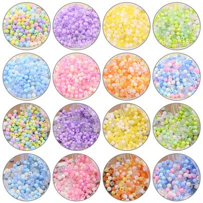 Hạt nhựa acrylic nhiều màu, kích thước 4mm, màu Macaron, dùng làm đồ trang sức thủ công DIY, phụ kiện cho vòng tay, vòng cổ, đồ trang sức đính hạt.