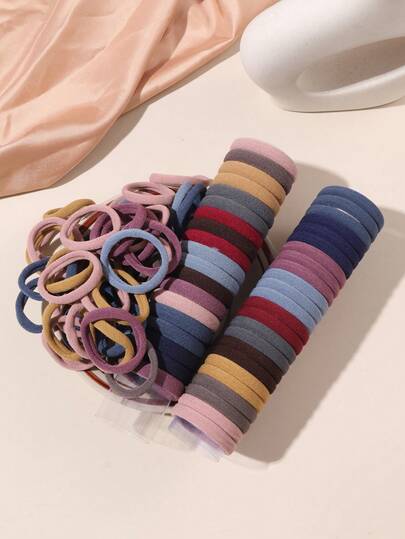 100 piezas de coleteros de colores surtidos para niñas, aptos para uso diario, deportes, escuela, bandas básicas para el cabello, sujetadores de coleta