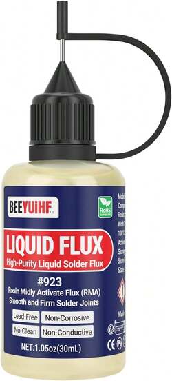 BEEYUIHF Liquid Solder Flux Dropper, Liquid Soldering Flux, No Clean Liquid Flux, Electrical Liquid Rosin Flux Solder, Liquid Flux Soldering Squeeze Bottle (30 ML/1.05Oz.)