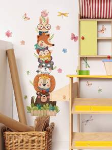 mama look 1pc Large Size PVC Removable Wall Sticker, Cartoon Animals Totem Pole Design Featuring Bears, Foxes, Mice, Lions, Birds, Rabbits Under Moonlight, 4 Peeking Dinosaurs, Animals Peeking In Sunshine, Suitable For Bedroom, Living Room, Study, Dining Room, Predicted For Home Wall Decor, Room Decoration - Multiple Styles - View 5