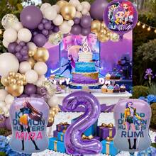 Blue Number Foil Balloon Arch Set, Aluminum Foil Cool Girl Theme Large Birthday Party Balloons Decoration Combo, Music Girl Number Foil Balloons, Children's Birthday Party Supplies Gift Set Decor - Balloon Set - View 5