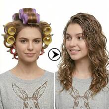 36/72 Peças Conjunto de Ferro de Ondular, 18/36 Peças Rolos de Ondular Autoadesivos Sem Calor (3 Tamanhos) com 18/36 Peças de Presilhas de Cabelo, Cores Aleatórias, Ferramentas de Styling DIY para Adicionar Cachos e Ondas (Cores Aleatórias) - Multicolorido - Visão 3