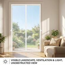 1 Pack Magnetic Screen Door, White Striped ThickenedMaterial, Self-Adhesive & Easy To Install, Mosquito & FlyProof Breathable Curtain, Pet Friendly, Fits For Living Room,Bedroom, Balcony, Front Door, Garage Door - Durable HomeDecoration - White Handmade Stripes - View 1
