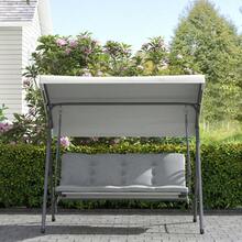 3 Seater Garden Swing Chair, Patio Rocking Bench With Tilting Canopy, Removable Cushion - Brown - View 10