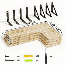 Tomnk 4/5pcs Corner Floating Shelves, Bookshelves, Rustic Wood Wall Mounted Corner Shelf, Wall Decor, Room Decor, For Bathroom, Kitchen, Bedroom, Home Decor, Laundry Room, Living Room, Spring Decor - 彩色 - 查看 22