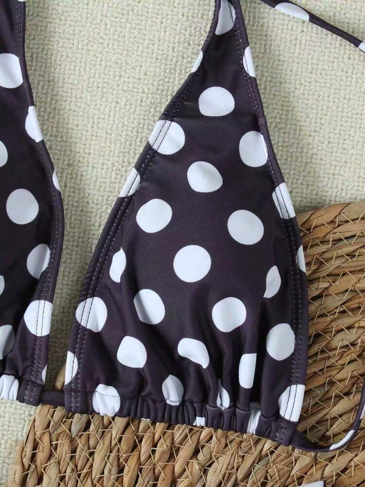 Bộ bikini nữ kiểu dáng cổ yếm, gợi cảm, thanh lịch, thoải mái, họa tiết chấm bi, thích hợp cho bãi biển, kỳ nghỉ và tiệc tùng, sản phẩm mới về mùa xuân/hè. - Nhiều màu - Xem 6