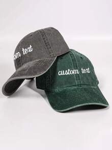 1pc Customizable Text/Logo Baseball Cap, Personalized Embroidered Trucker Hat, Customizable Text Baseball Cap, Vintage Distressed Dad Hat, Adjustable Unisex Casual Hat, Retro Street Style Hat, Y2K Fashion Baseball Cap, Birthday Gift, Snapback - Multicolor - View 3