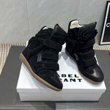 New 2026 Women's High-Top Shoes With An Internal Heel Lift, Low-Top Casual Sneakers In Matching Colors. Designer High-Tops For Women For All Seasons, Casual, Fitted Sports Shoes, Versatile White Shoes With A Thick Black Sole. 7 Cm Internal Heel Lift, Women's Ankle Boots, High-Top Styles For Petite Sizes. - Đen và vàng - Xem 1