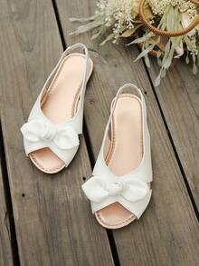 Zira Summer New Elegant Bow Decor Open Toe Flat Shoes, Suitable For Daily Casual Wear, Minimalist Daily Style, Black Sandals, White Sandals, Caramel Sandals - White - View 5