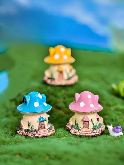1pc Mushroom House Micro Landscape Decoration,Handmade Resin Villa House With Soft Colors, Suitable For Indoor/Outdoor Courtyards, Desktop Decoration-No Electricity Required, Mushroom Garden Decoration, DIY Landscape Products, Courtyard Beautification, Dreamy Fairy Tale Dream Decoration Accessories, Durable Decoration