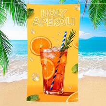 1条橙色“HOLY APEROLI”主题沙滩巾，超柔软超细纤维特大号沙滩毯，超强吸水浴巾，适合旅行、游泳池、潜水、冲浪、瑜伽、露营等场合，多种尺寸可选，沙滩、泳池、旅行、露营、瑜伽必备用品 - HOLY APEROLI - 查看 1