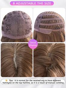 alicegarden 28-Inch Long Synthetic Wig Featuring A Natural Wavy Style In A A Stunning Brown. Designed With Bangs , This False Hairpiece Is Perfect For Ms Daily Party Cosplay Use, Offering A Natural And Natural Durable Wig Gift For Ladies. - Brown - View 9