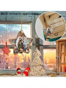 1pc Nativity Scene 2D Acrylic Christmas Tree Ornament - Holiday Home Decor No Power Needed No Feathers Car And Keychain Accessories Party Favors Christmas Tree Hanging Ornaments Party Decorations Random Cord Style Please Peel Film Before Use Christmas Decorations Room Decor Winter Christmas Decorations Home Christmas Gifts Christmas Decor - Multicolor - View 5