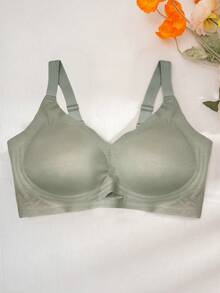 Plus Size Women's Solid Color Bra - Soft, Comfortable, Adjustable Straps - Grey - View 7