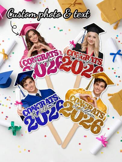 1pc Customizable Graduation Photo Hand Fan, Personalized 2026 Graduation Photo Prop, Customizable Text And Name Graduation Fan, Graduation Party Decor, Customizable Premium Souvenir, Graduation Photo Prop, 2026 Graduation Gift For Men And Women, Personalized Graduation Memorial Fan, Graduation Party Favor, Customized Photo Hand Fan, Graduation Season, Graduation Photo Prop, Customized Name Graduation Souvenir, Graduation Party Decor Fan