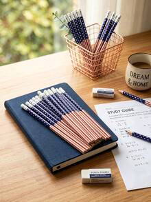 Bộ 12 bút chì họa tiết sọc đỏ trắng xanh hình ngôi sao yêu nước, có tẩy, quà tặng ngày Quốc khánh, đồ dùng học tập, bút chì HB thích hợp cho học sinh viết, văn phòng phẩm trường học và văn phòng. - Bút chì Ngày Độc lập - Xem 3