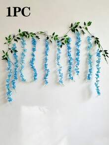 1pc 10 Stems 190cm/74.8in Artificial Wisteria Vine Garland In Blue, Purple, White, Pink, Yellow, Suitable For Wedding Arch, Party, Garden, Home Decor, Holiday Gift. Wedding Decoration, Beautiful Room Decor, Home Decor, Valentine's Day, Birthday, Graduation Gift - Baby Blue - View 12