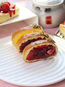 1pc Creative Fruit Dessert Keychain, Realistic Food Toy Model Keyring, Car/Phone/Bag Charm Decor Gift - Multicolor - View 4