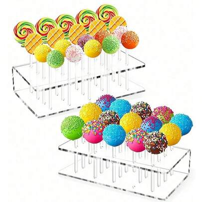 Bộ 2 hộp đựng kẹo que bánh, hộp đựng kẹo bằng acrylic trong suốt có lỗ rỗng, thích hợp cho đám cưới, tiệc tùng, sinh nhật, kỷ niệm, lễ hội và các dịp khác.