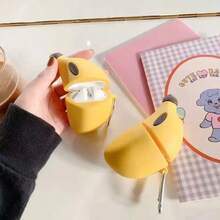Cute Banana Shaped Protective Case Compatible With Apple 1/2/3/4 Bluetooth Earphones, Soft Silicone Case Compatible With Apple Pro 2 - Banana Yellow - View 1