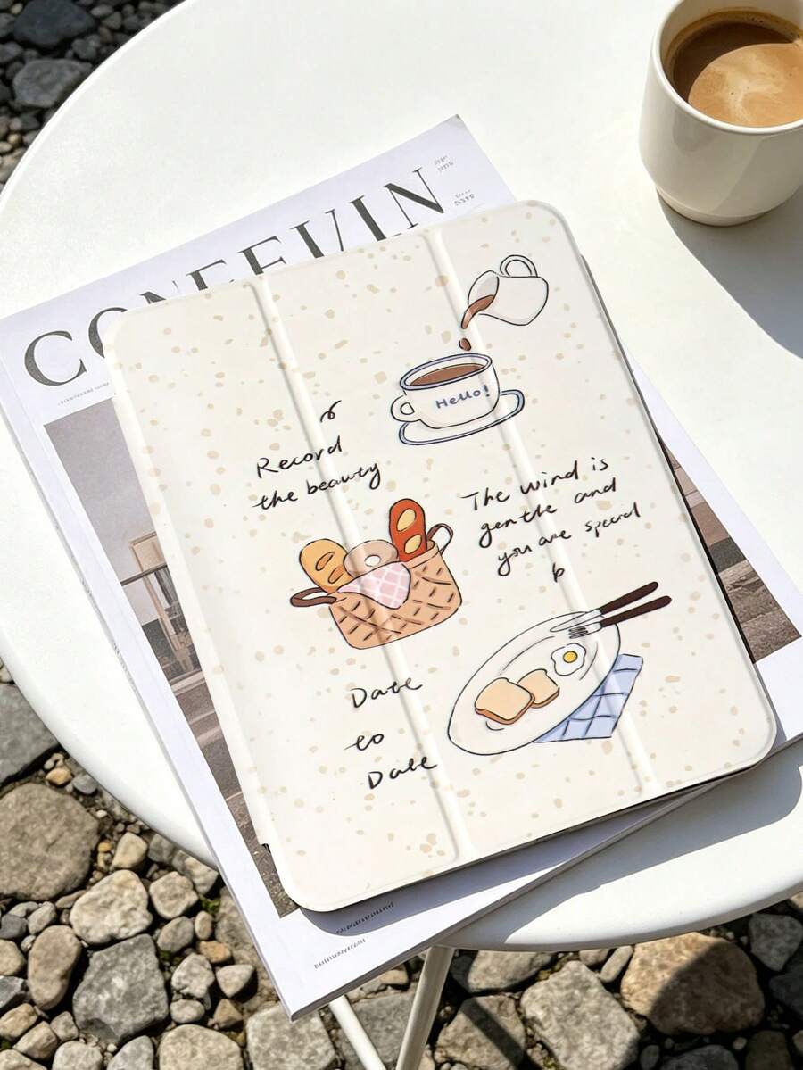 1 chiếc ốp lưng máy tính bảng họa tiết bánh mì nướng và cà phê, tương thích với iPad Mini4/Mini5/Mini6/Mini7/Air/Air2/9.7/10.2/10.5/Air4/Air5/10.9/Pro 11-Inch/Thế hệ thứ 10/ Air 11-In.(M2)-2024/ Pro11-In.(M4)-2024/Air 11-Inch (M3) 2025/ (A16) 11 Inch Thế hệ thứ 11 2025/ Air 8(M4)2026(11-Inch), Galaxy Tab A8 10.5 Inch 2022. Bao gồm khe cắm bút cảm ứng tích hợp, chân đế gập 3 lần, bảo vệ cạnh mềm TPU, chức năng ngủ/thức từ tính, ốp lưng máy tính bảng tối giản/dễ thương/sáng tạo/vui nhộn/cá nhân hóa. - Nhiều màu - Xem 1