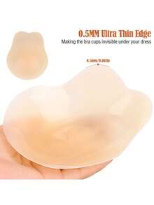 2 Pairs Invisible Push Up Sticky Bra Adhesive Strapless Silicone Bras Nippless Covers Ultra-Thin Breast Lift Pasties - Nâu + Da - Xem 7