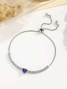 1 pieza Brazalete ajustable con forma de corazón de cobre - azul real - Ver 4