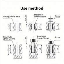 60 PACK 304 Stainless Steel Spiral Repair Kit, Wire Embedded Screw Sleeve Classification Kit, - M3 To M12 Sizes, Durable Steel Wire Thread Insert, Enhanced Metal Thread Strength, Wear Resistant, Fully Covered, Thread Repair Tool, Spiral Coil Thread Repair Sleeve, Multiple Size Combination Kit, Spiral Thread Type Repair Kit, Suitable For Automotive Parts Screw Hole Internal Thread Repair Insert, Automotive Repair, Recovery Fastener Set, Automotive Metal Repair And Thread Repair, Spiral Insertion - A - View 7