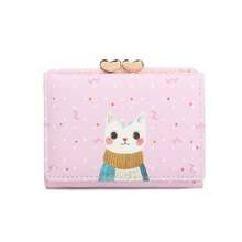 Ví mini dễ thương mới về, ví đựng tiền xu gấp ba hình động vật hoạt hình ngắn dành cho nữ, chất liệu da PU. - Màu tím - Xem 3