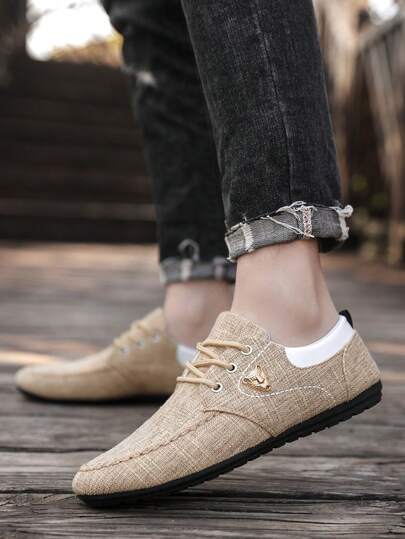 Zapatos de lona transpirables talla grande para hombres, mocasines casuales cómodos, zapatos de conducir ligeros y versátiles