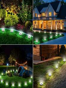 Mini Solar Ground Lights, 12/8/7/5/4/2pcs Per Pack. Upgraded LED Flat Landscape Lights With Auto On/Off Function. Suitable For Outdoor Walkways, Gardens, Patios, Yards And Driveways. - 無鋼圈 - 查看 6