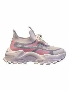 Zapatillas De Tenis Transpirables Color Block Para Mujer - Rosa - Ver 1
