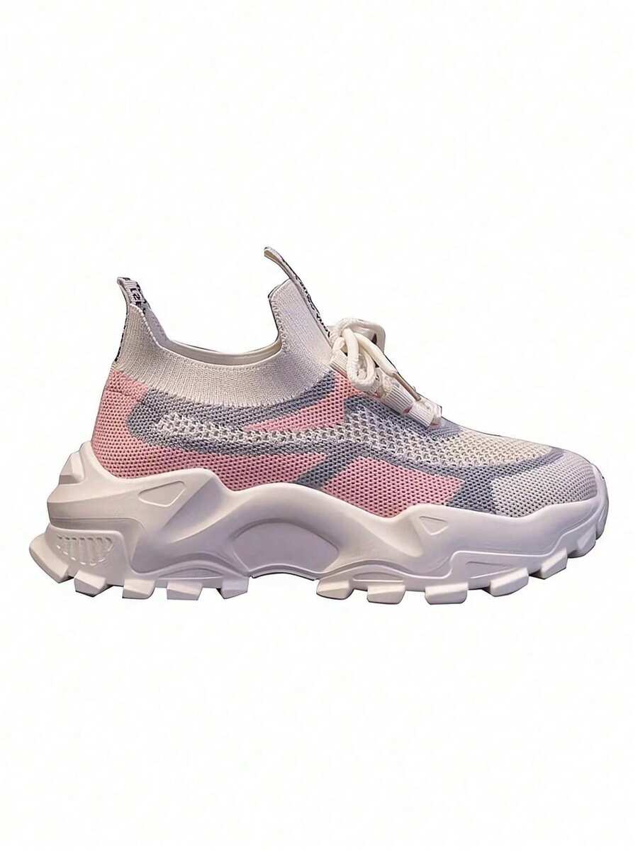 Zapatillas De Tenis Transpirables Color Block Para Mujer - Rosa - Ver 1