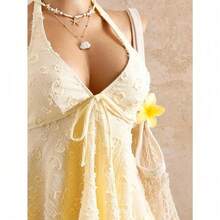 Joyful Toy 1212  Women's Relaxed Vacation Polka Dot Textured Fabric Camisole Yellow Bikini Tankini Elegant Dress Women Beach Outfit Women's Beach Bikinis Summer 2026 Women's Summer Vacation, Graduation Season, Wedding Season, Back-To-School Season, Easter Season Party & Lunch Cute Casual Summer Camisole - Sweet, Romantic, Countryside Style Knit Texture, Ruffle Detail, Elastic Waist, Relaxed Hemline, High Low Design, Yellow Spaghetti Strap Tankini New Year's Wear Party A Numbered Women's Off-The-Neck And Backless Casual Vacation Topboho Easter Beach Outfits Hawaii Music Festival Tropical Vacation Yellow Bathing Suit Set Vintage Swimsuit Lemon Bathing Suit Lace Swimsuit Seashell Bathing Suit - 黃色 - 查看 8