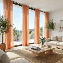 4-Piece Voile Sheer Light Filtering Curtains, Rod Pocket Drapes For Living Room & Bedroom, Soft Diffused Natural Light, Easy To Hang, Ideal Window Treatment & Room Divider - 綠色 - 查看 3